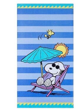 Peanuts Snoopy Beach Towel in Blue Stripes
